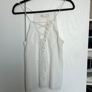White lace up going out top